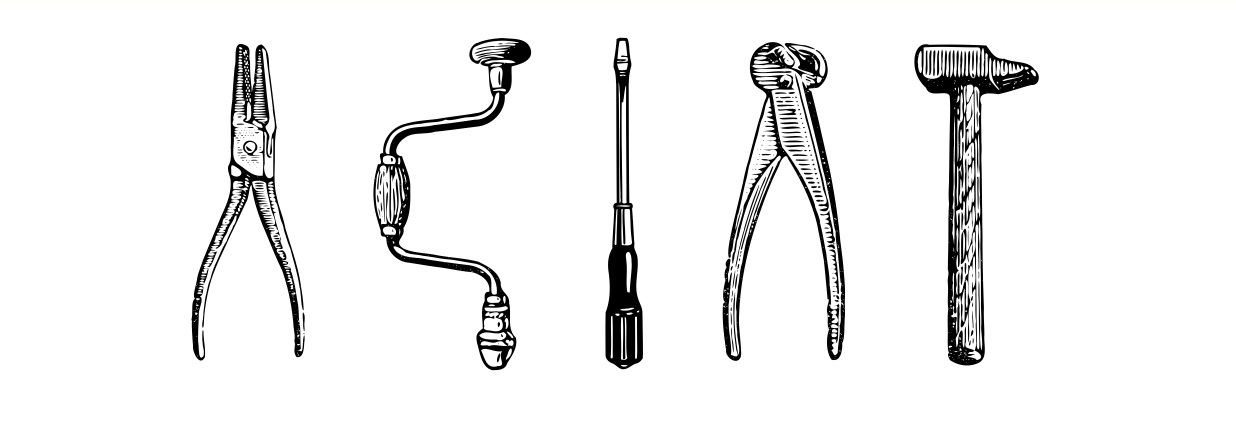 Visuel représentant des outils : tournevis, tenaille, marteau