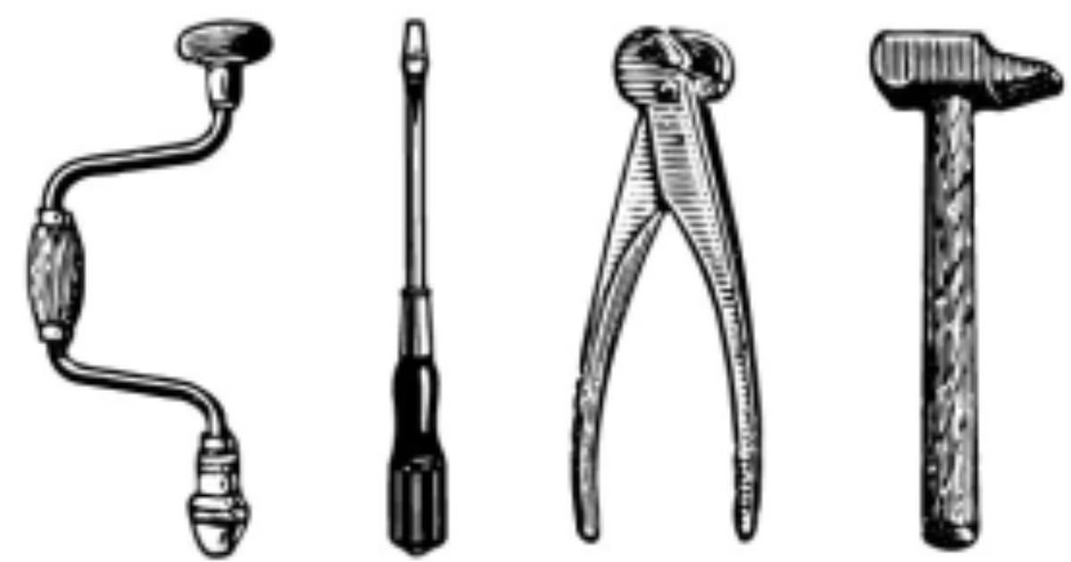 Visuel représentant des outils : tournevis, tenaille, marteau