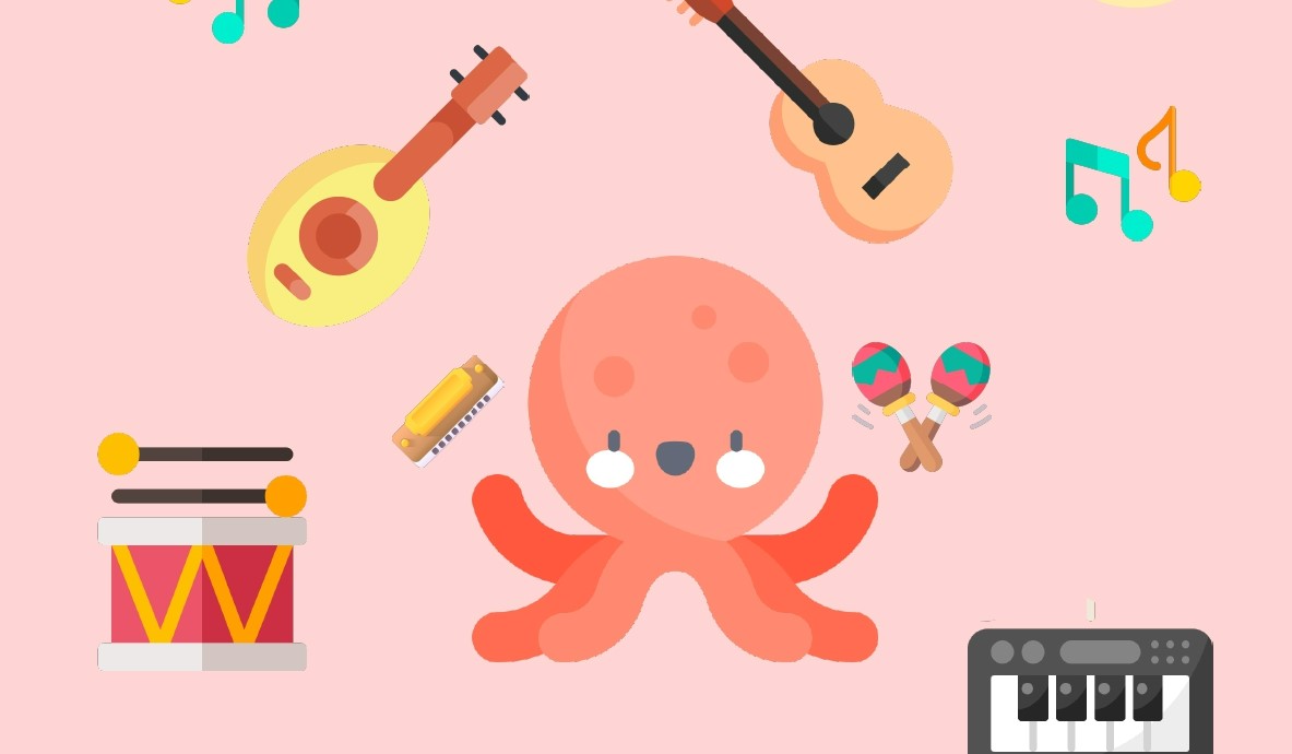 Pieuvre et instruments de musique