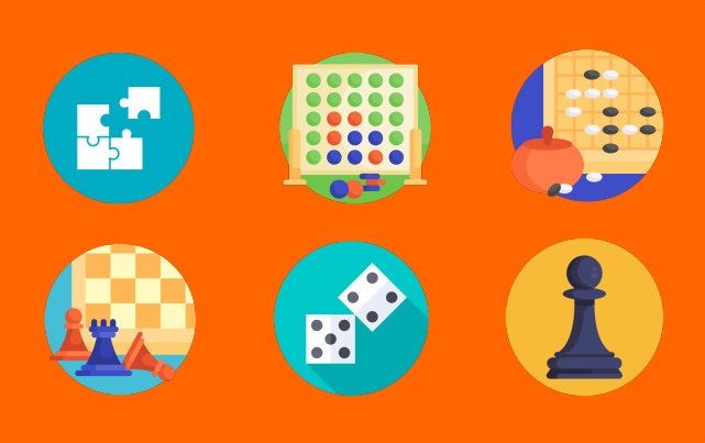Pictogrammes représentant différents jeux de société